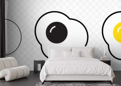 Fried egg icon. Omelet. Outline, black and white and color symbol.  Wall mural