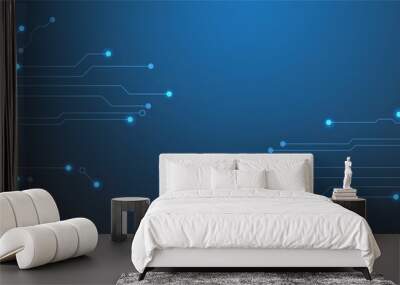 Future technology background with line and dots. Modern hi-tech digital technology concept. Abstract internet communication Wall mural