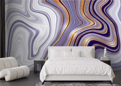 Gold marble design. A beautiful combination of dark blue and lilac marble and gold. Chic gold marble backdrop. Wall mural