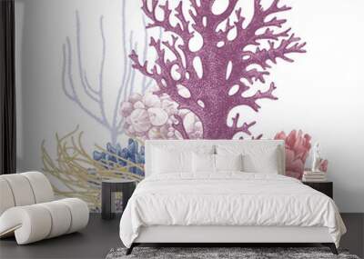 Hand drawn colorful group of corals Wall mural