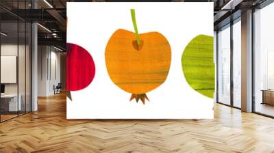 Apple Set. Food Illustration with Acrylic Texture. Wall mural