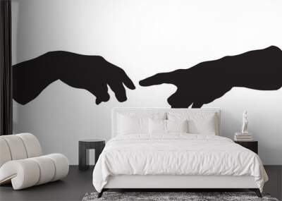 Hands of the creation of Adam. Vector drawing Wall mural