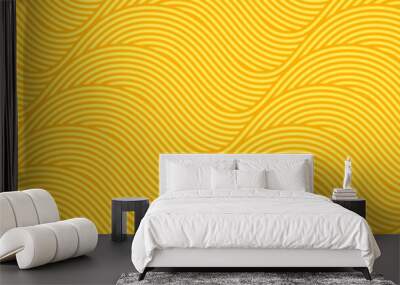 Instant noodle ramen pattern background. Yellow geometric texture of pasta. Food banner: spaghetti, macaroni, vermicelli Wall mural