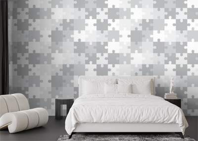 Jigsaw puzzle seamless pattern. Puzzles tiles, jigsaws pieces and puzzle game texture.  Wall mural