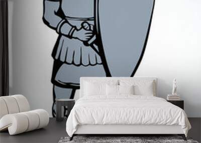 Knight with sword and spear. Vector drawing Wall mural