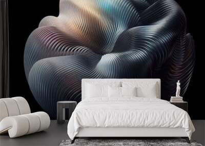 Minimalist holographic abstract background. Shapeless close-up ribbed plastic or glass object. Wall mural