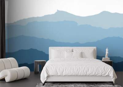 Minimalistic mountain landscape. Abstract blue hills or rocks. Panoramic view nature background Wall mural