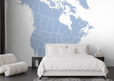 North American continent with contours of countries. Vector drawing Wall mural