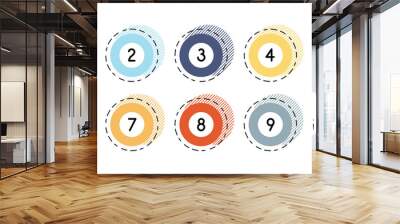 Number bullet points retro circles 1 to 10  Wall mural