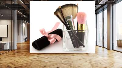 MAKEUP BRUSH SET WITH CASE AND PINK BOW Wall mural