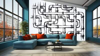 plumbing pipes. vector drawing symbol Wall mural