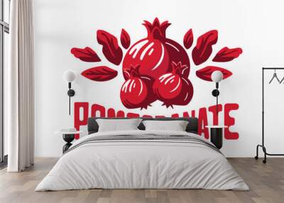 Pomegranate illustration flat vector Wall mural