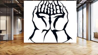 Praying hands. Vector drawing icon Wall mural