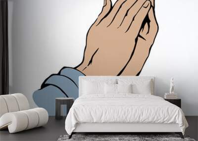 Praying hands. Vector drawing Wall mural