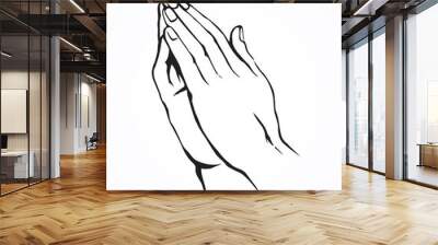 Praying hands. Vector drawing Wall mural