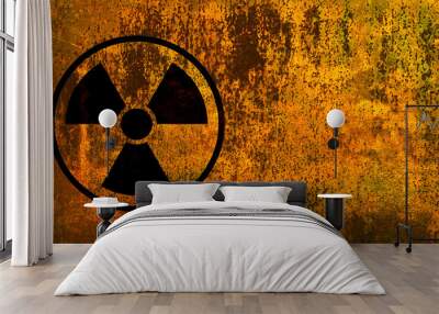 shabby old rusty background with radioactive danger sign Wall mural