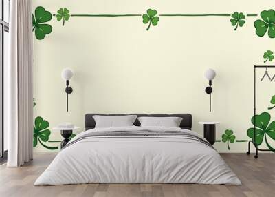 Shamrock border design for Saint Patrick's Day celebration, copy space Wall mural