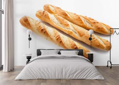 baguette bread isolated on a white background Wall mural