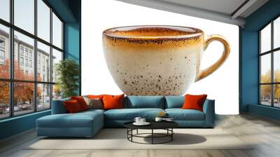 ceramic brown cup isolated on white background Wall mural