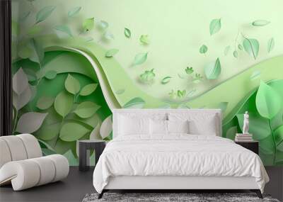 eco friendly green ecology natural poster with green leaves for design, abstract background
 Wall mural