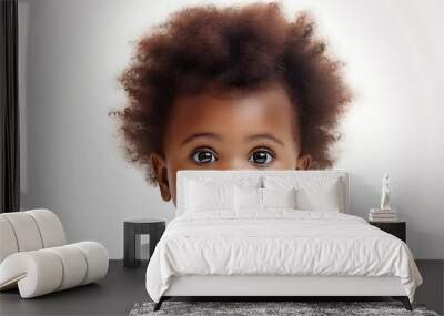 portrait of a black African baby isolated on a white background Wall mural