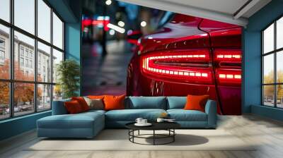 red car lights at night Wall mural