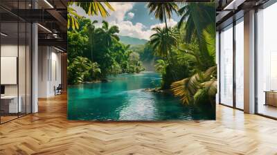 tropical landscape with sea view Wall mural