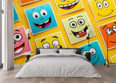 various emoticons stickers emotions Wall mural