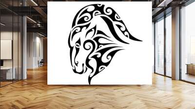 Capricorn. Tattoo maori tribal style. Horoscope. Astrological zodiac sign. Silhouette isolated on white background Wall mural