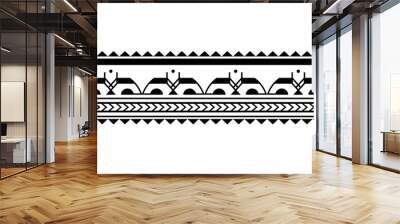 Maori polynesian tattoo bracelet. Tribal sleeve seamless pattern vector. Samoan border tattoo design fore arm or foot. Armband tattoo tribal. band fabric seamless ornament isolated on white background Wall mural