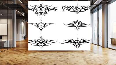 Set of tribal tattoo for lower back, shoulder or chest. Vector frame border pattern ornament decor collection. Wall mural