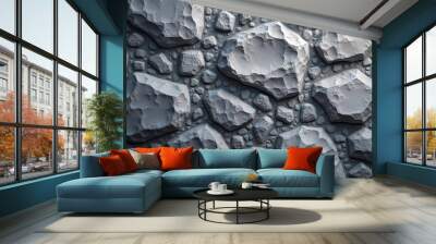 Textured gray stone wall with irregular rock formations Wall mural