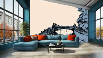 The bridge over the river in St. Petersburg. Vector drawing Wall mural