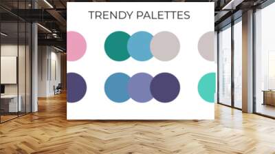 Trendy palette sample three colors. Vector circle swatches for your design Wall mural