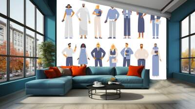 Vector collection of characters in business style. Diverse men and women in full growth in business clothes. Flat design illustration, isolated on white background.  Wall mural