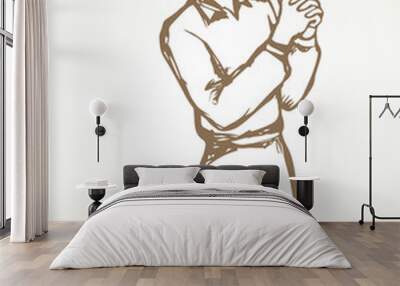 Vector image of the praying person Wall mural