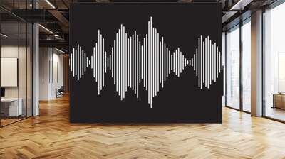 White sound wave equalizer isolated on black background. Abstract music wave, radio signal frequency and digital voice visualisation. Wall mural