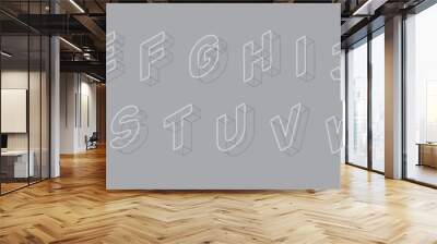 Wireframe isometric alphabet. 3d font design Wall mural