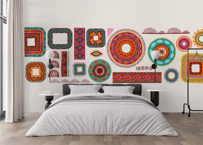 African pattern elements, symbols, icons. Colorful tribal, Aztec, African, Indian hand drawn lines, elements, circles. Concept illustrations collection Wall mural