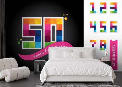 anniversary - abstract colorful icons and elements set Wall mural