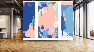 Collection of abstract background designs, winter sale, social media promotional content. Vector illustration Wall mural