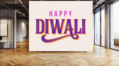 Diwali festival lettering, Diwali Sale banner, Diwali background design with lights, peacock, lanterns, candles and flowers Wall mural