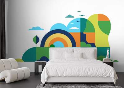 Environment, ecology, Earth day concept design. Banner, poster, abstract background in modern geometric style Wall mural