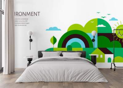 Environment, ecology, Earth day concept design. Banner, poster, abstract background in modern geometric style Wall mural