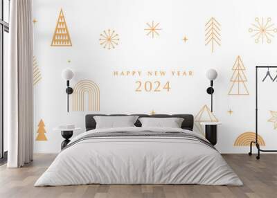 Happy New Year 2024, poster, banner and card design Wall mural