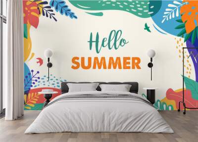 Hello Summer, festival and fair banner design with vintage colors Wall mural