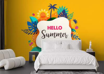 Hello summer abstract background, summer sale banner, poster design. Vector illustration Wall mural