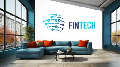 Logo concept for global  fintech and digital finance industry Wall mural