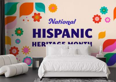 National hispanic heritage month celebration. Background, banner and card with flowers. Geometric colorful concept design floral pattern Wall mural