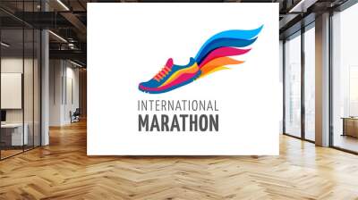 Run icon, symbol, marathon poster and logo Wall mural